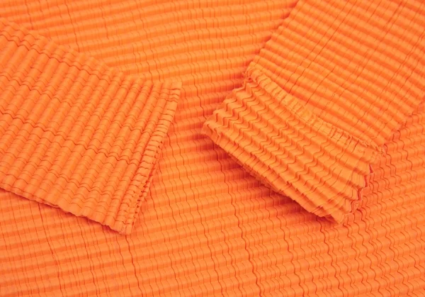 イッセイミヤケISSEY MIYAKE PLEATS(T.)  ブロックプリーツハイネックカットソー オレンジ3 K-95175_009