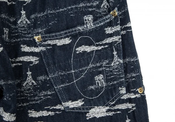 メルシーボークーmercibeaucoup ジャガードデニムサルエルパンツ インディゴ0 K-95196_011