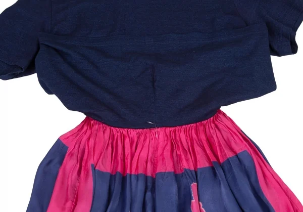 ジュンヤワタナベ コムデギャルソンJUNYA WATANABE COMME des GARCONS フラワープリントTシャツドッキングワンピース インディゴピンクXS K-95208_006