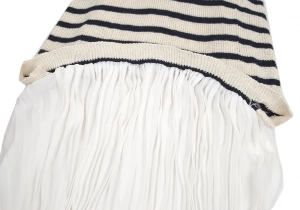 ジュンヤワタナベ コムデギャルソンJUNYA WATANABE COMME des GARCONS プリーツレイヤードマリンボーダーニットワンピース 紺オフXS K-95209_008