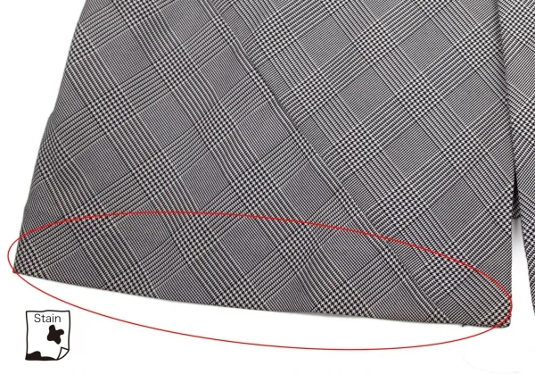 ローブドシャンブル コムデギャルソンrobe de chambre COMME des GARCONS 変形バイアスグレンチェックコート 白黒M位 K-95215_010