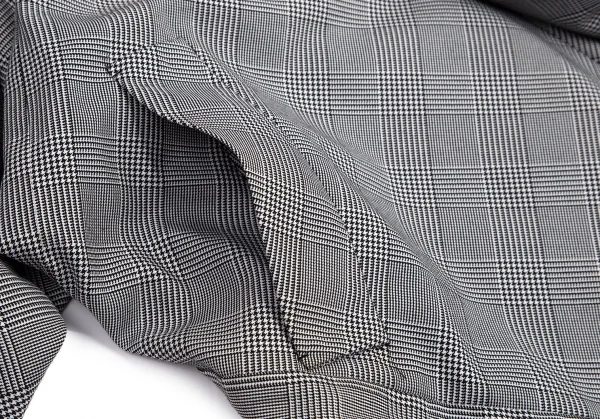 ローブドシャンブル コムデギャルソンrobe de chambre COMME des GARCONS 変形バイアスグレンチェックコート 白黒M位 K-95215_011