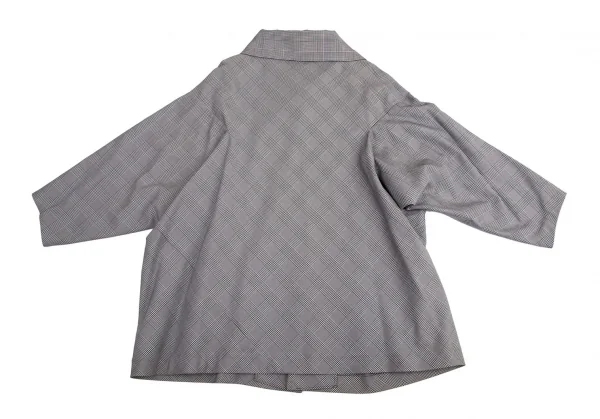 ローブドシャンブル コムデギャルソンrobe de chambre COMME des GARCONS 変形バイアスグレンチェックコート 白黒M位 K-95215_013