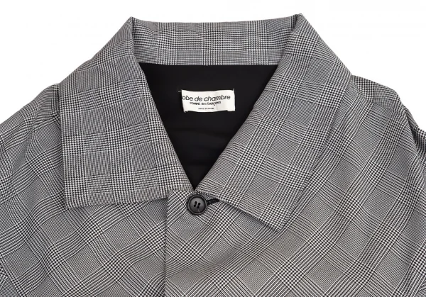 ローブドシャンブル コムデギャルソンrobe de chambre COMME des GARCONS 変形バイアスグレンチェックコート 白黒M位 K-95215_003