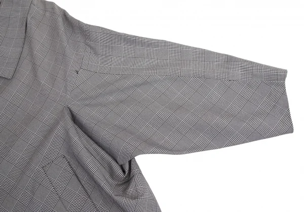 ローブドシャンブル コムデギャルソンrobe de chambre COMME des GARCONS 変形バイアスグレンチェックコート 白黒M位 K-95215_006