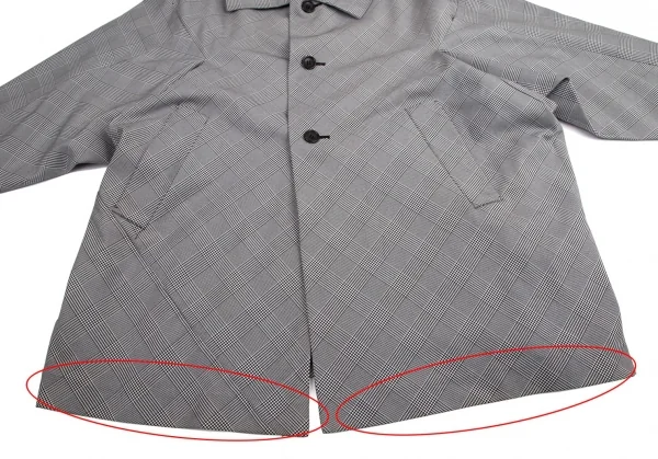 ローブドシャンブル コムデギャルソンrobe de chambre COMME des GARCONS 変形バイアスグレンチェックコート 白黒M位 K-95215_008