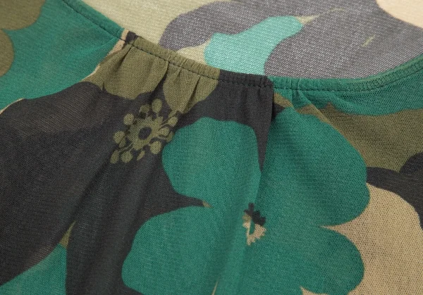 イッセイミヤケ ホワイトレーベルISSEY MIYAKE WHITE LABEL フラワーカモプリントパワーネットTシャツ 緑黒他3 K-95235_004