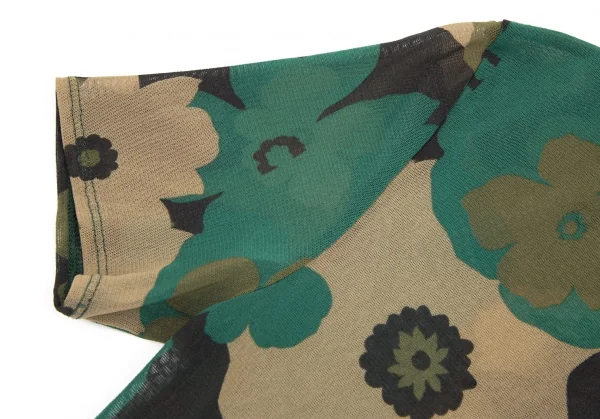 イッセイミヤケ ホワイトレーベルISSEY MIYAKE WHITE LABEL フラワーカモプリントパワーネットTシャツ 緑黒他3 K-95235_005