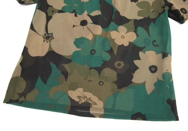 イッセイミヤケ ホワイトレーベルISSEY MIYAKE WHITE LABEL フラワーカモプリントパワーネットTシャツ 緑黒他3 K-95235_006