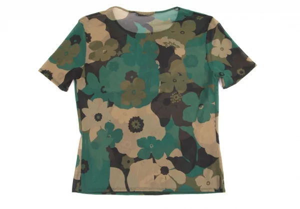 イッセイミヤケ ホワイトレーベルISSEY MIYAKE WHITE LABEL フラワーカモプリントパワーネットTシャツ 緑黒他3 K-95235_009