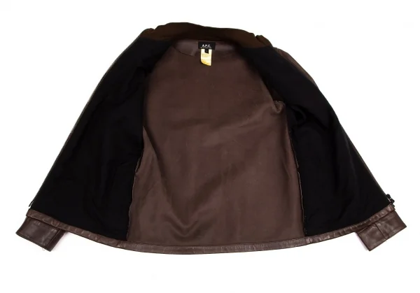 アーペーセーA.P.C. カウレザージップアップジャケット ブラウンS K-95248_013