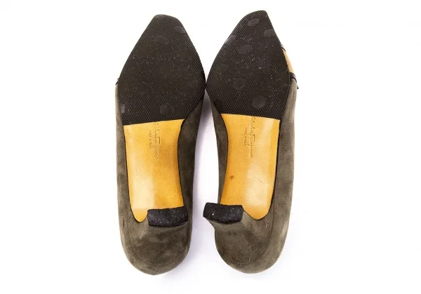 サルバトーレフェラガモSalvatoreFerragamo スウェードトリカラー切替パンプス グレーベージュ茶5(22位) K-95297_015