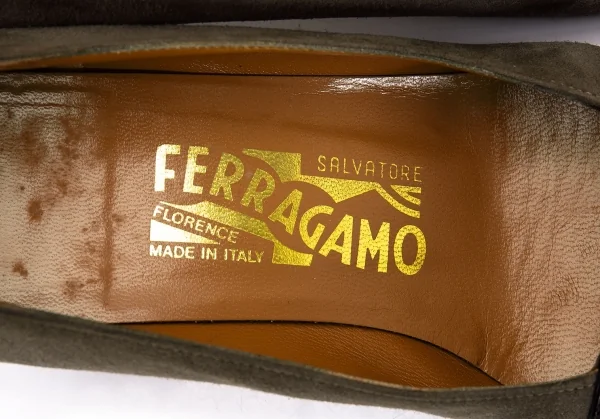 サルバトーレフェラガモSalvatoreFerragamo スウェードトリカラー切替パンプス グレーベージュ茶5(22位) K-95297_018