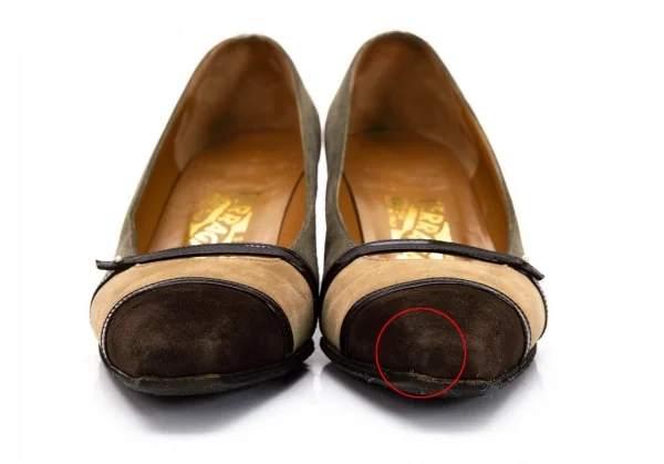 サルバトーレフェラガモSalvatoreFerragamo スウェードトリカラー切替パンプス グレーベージュ茶5(22位) K-95297_005