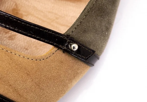 サルバトーレフェラガモSalvatoreFerragamo スウェードトリカラー切替パンプス グレーベージュ茶5(22位) K-95297_008