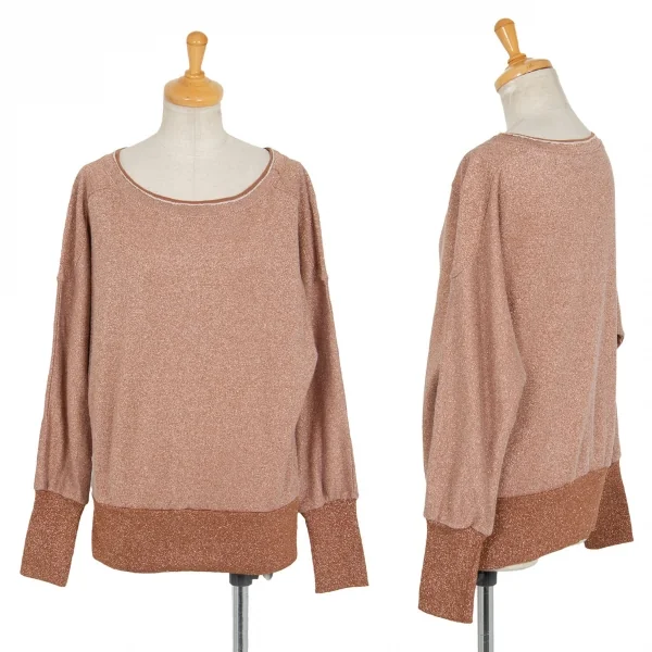 ツモリチサトTSUMORI CHISATO グリッタードルマンスリーブスウェット 茶2 K-95312_001
