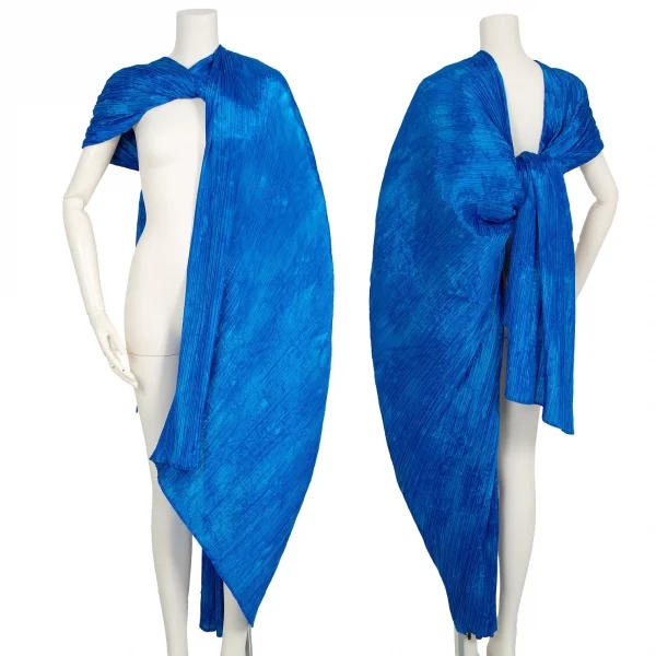 プリーツプリーズPLEATS PLEASE プリーツ大判マントストール 青 K-95363_001