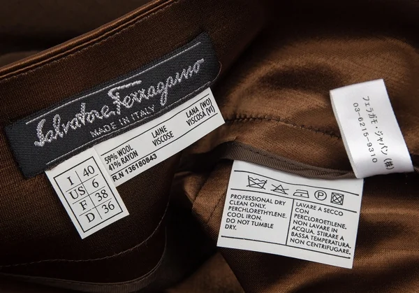サルヴァトーレフェラガモ Salvatore Ferragamo サテン切替スラックス 茶40 K-95373_012