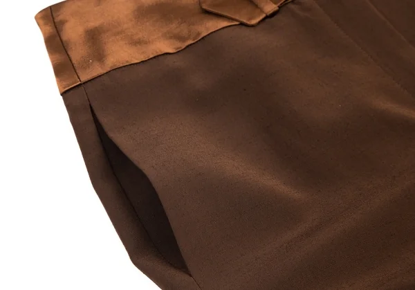 サルヴァトーレフェラガモ Salvatore Ferragamo サテン切替スラックス 茶40 K-95373_006
