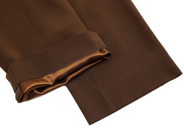 サルヴァトーレフェラガモ Salvatore Ferragamo サテン切替スラックス 茶40 K-95373_008