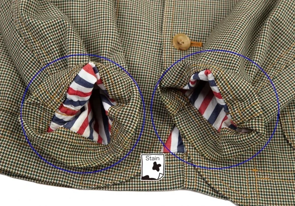 ジュンヤワタナベマン コムデギャルソンJUNYA WATANABE MAN COMME des GARCONS千鳥柄パッチポケットウールジャケット 茶緑ベージュM K-95413_010