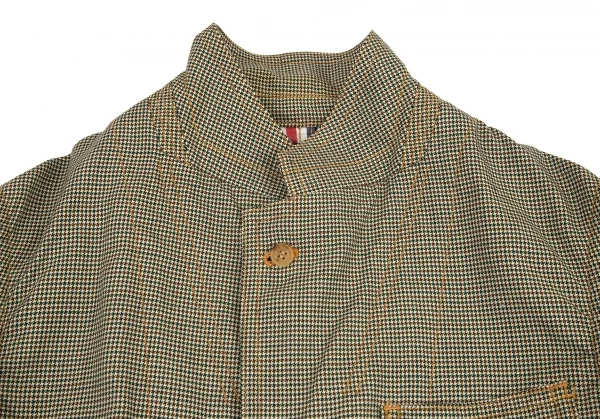 ジュンヤワタナベマン コムデギャルソンJUNYA WATANABE MAN COMME des GARCONS千鳥柄パッチポケットウールジャケット 茶緑ベージュM K-95413_004