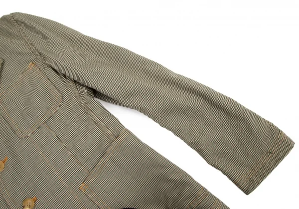 ジュンヤワタナベマン コムデギャルソンJUNYA WATANABE MAN COMME des GARCONS千鳥柄パッチポケットウールジャケット 茶緑ベージュM K-95413_007
