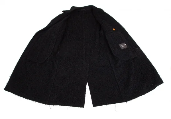 コムデギャルソン オムプリュスCOMME des GARCONS HOMME PLUS ボア貼り合わせウールギャバダブルコート 黒M K-95416_012