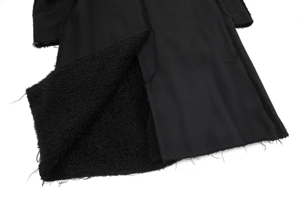 コムデギャルソン オムプリュスCOMME des GARCONS HOMME PLUS ボア貼り合わせウールギャバダブルコート 黒M K-95416_014