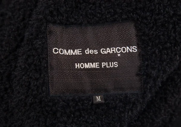 コムデギャルソン オムプリュスCOMME des GARCONS HOMME PLUS ボア貼り合わせウールギャバダブルコート 黒M K-95416_018