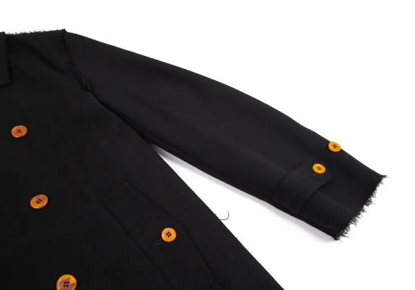 コムデギャルソン オムプリュスCOMME des GARCONS HOMME PLUS ボア貼り合わせウールギャバダブルコート 黒M K-95416_008
