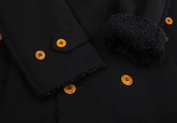 コムデギャルソン オムプリュスCOMME des GARCONS HOMME PLUS ボア貼り合わせウールギャバダブルコート 黒M K-95416_009