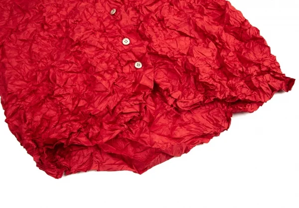 イッセイミヤケISSEY MIYAKEシワプリーツストールカラーシャツ 赤M K-95436_010