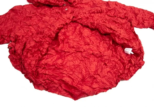 イッセイミヤケISSEY MIYAKEシワプリーツストールカラーシャツ 赤M K-95436_011