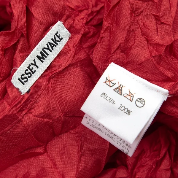 イッセイミヤケISSEY MIYAKEシワプリーツストールカラーシャツ 赤M K-95436_016