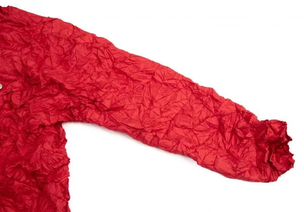 イッセイミヤケISSEY MIYAKEシワプリーツストールカラーシャツ 赤M K-95436_008