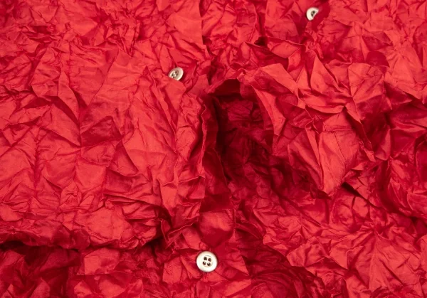 イッセイミヤケISSEY MIYAKEシワプリーツストールカラーシャツ 赤M K-95436_009