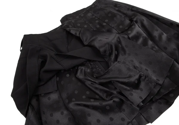 ジュンヤワタナベ コムデギャルソンJUNYA WATANABE COMME des GARCONS ウールギャバ切替ドットジャガードサテンプリーツスカート 黒S K-95448_011