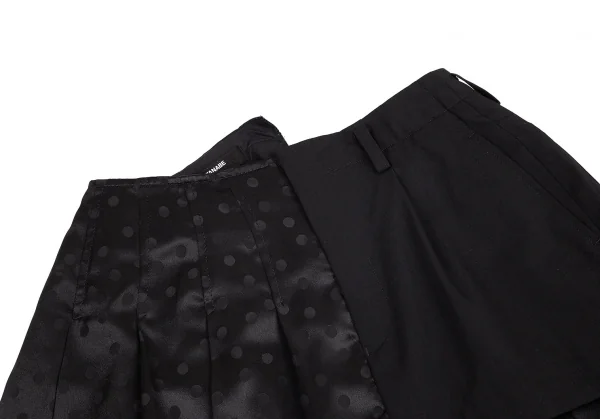 ジュンヤワタナベ コムデギャルソンJUNYA WATANABE COMME des GARCONS ウールギャバ切替ドットジャガードサテンプリーツスカート 黒S K-95448_003
