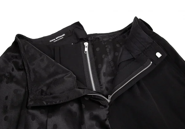 ジュンヤワタナベ コムデギャルソンJUNYA WATANABE COMME des GARCONS ウールギャバ切替ドットジャガードサテンプリーツスカート 黒S K-95448_005
