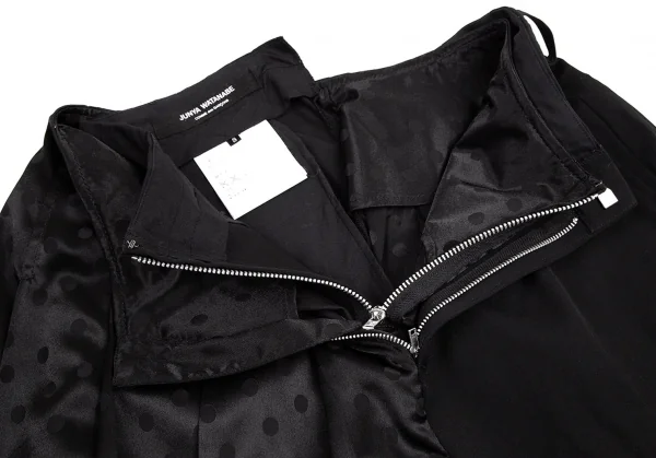 ジュンヤワタナベ コムデギャルソンJUNYA WATANABE COMME des GARCONS ウールギャバ切替ドットジャガードサテンプリーツスカート 黒S K-95448_006