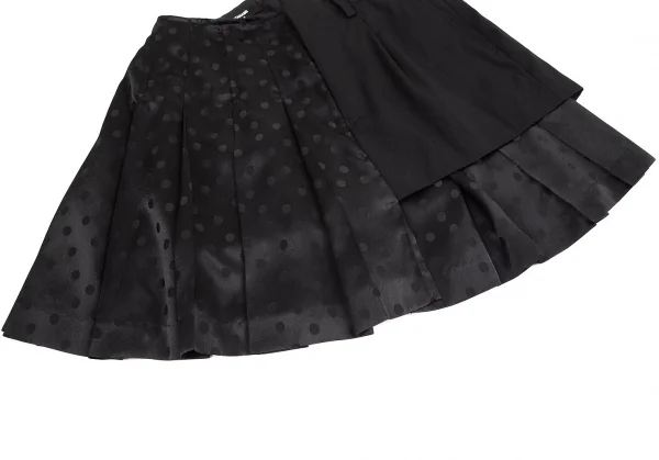 ジュンヤワタナベ コムデギャルソンJUNYA WATANABE COMME des GARCONS ウールギャバ切替ドットジャガードサテンプリーツスカート 黒S K-95448_007