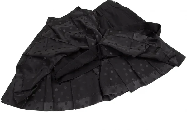 ジュンヤワタナベ コムデギャルソンJUNYA WATANABE COMME des GARCONS ウールギャバ切替ドットジャガードサテンプリーツスカート 黒S K-95448_008