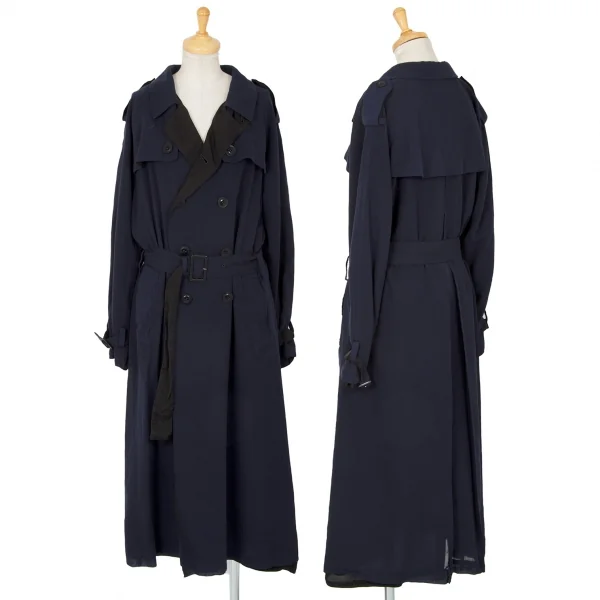 Y's Cotton Chiffon Trench Coat Navy,Black 2 K-95483_001