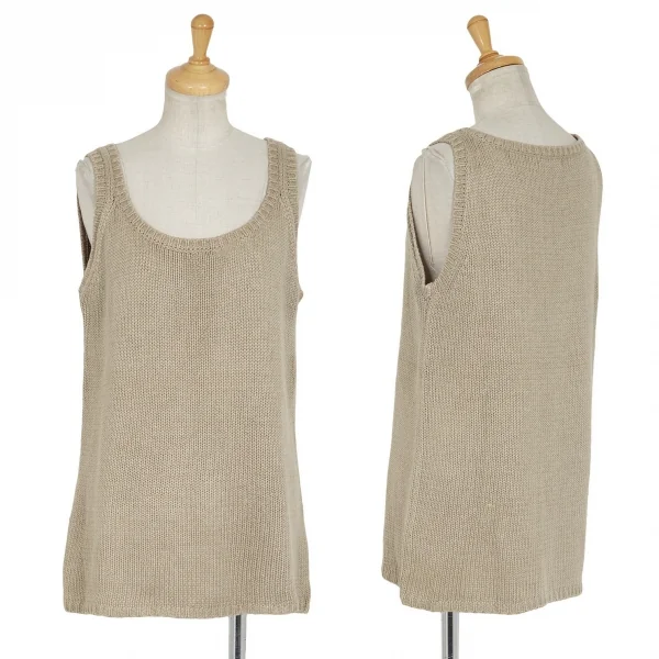 ヨシエイナバyoshie inaba シルクリネンニットタンクトップ グレージュM位 K-95512_001