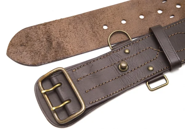 レキップ ヨシエイナバL'EQUIPE YOSHIE INABA ステッチレザーベルト こげ茶 K-95525_003