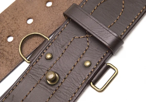 レキップ ヨシエイナバL'EQUIPE YOSHIE INABA ステッチレザーベルト こげ茶 K-95525_004