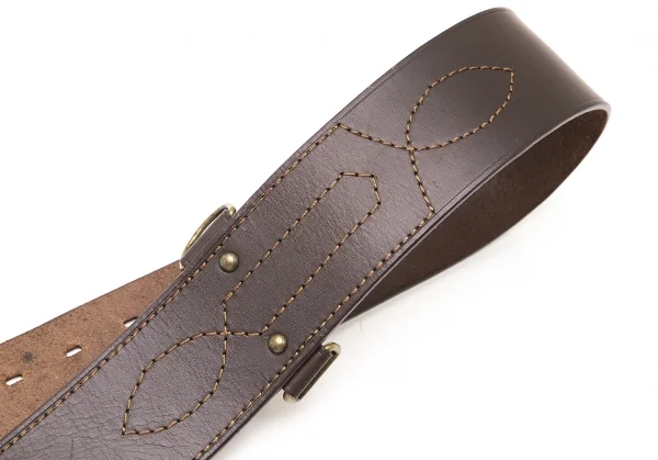 レキップ ヨシエイナバL'EQUIPE YOSHIE INABA ステッチレザーベルト こげ茶 K-95525_005