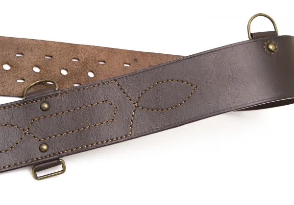 レキップ ヨシエイナバL'EQUIPE YOSHIE INABA ステッチレザーベルト こげ茶 K-95525_006