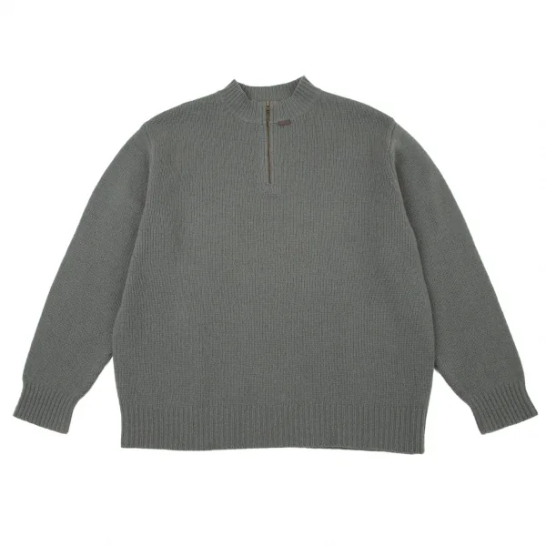 Papas パパス ロゴ刺繍 ハーフジップ ハイネック コットンニット L パパスPapas ウールハーフジップニットセーター グレーL | DC